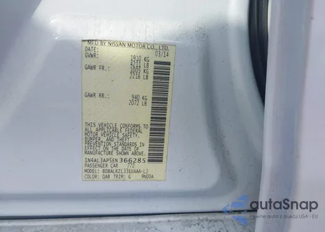 2014 Nissan Altima 2.5 S из США, поврежденный, VIN 1N4AL3AP5EN366285